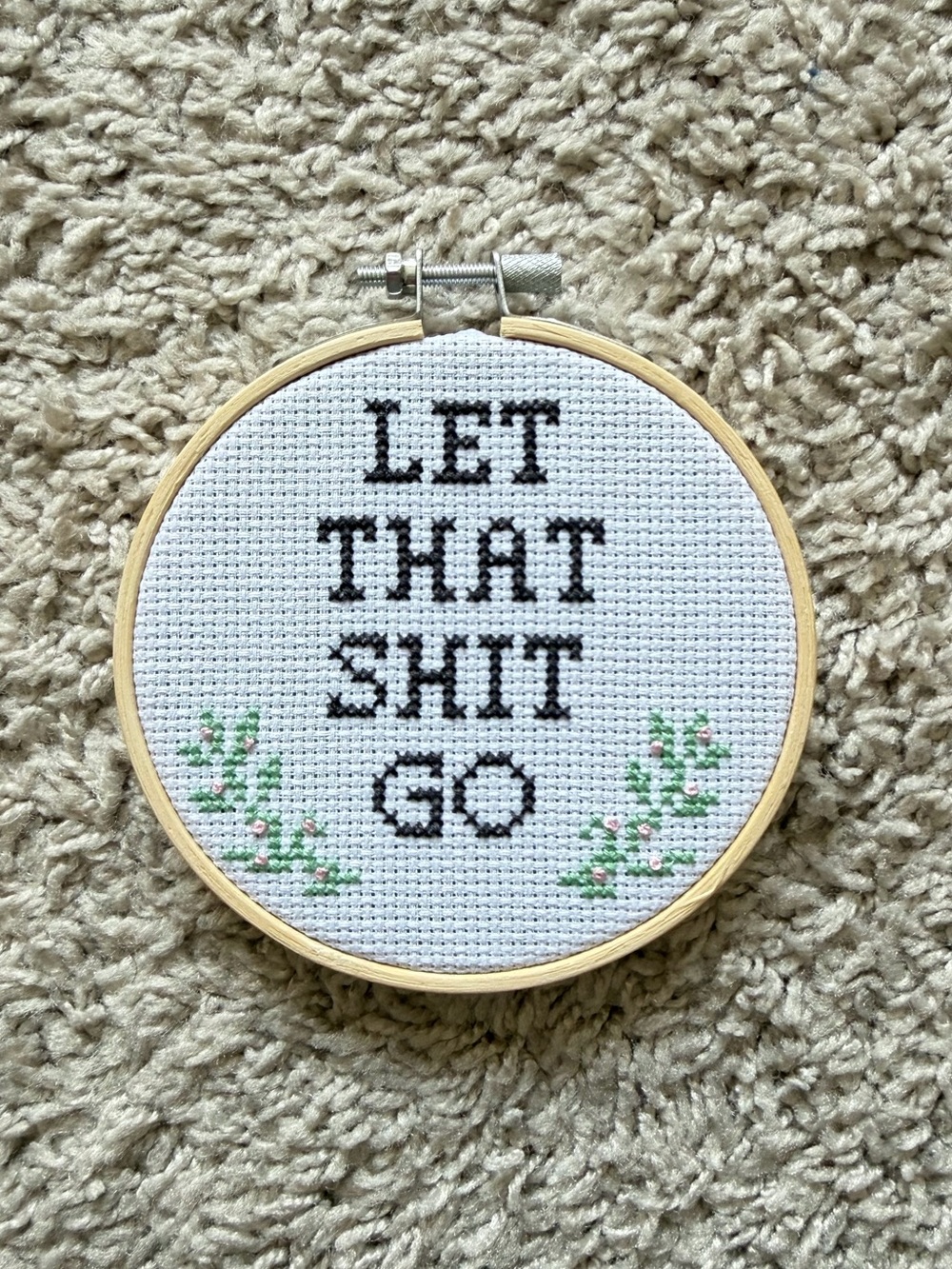 New Handmade “Let That Shit Go” Funny Cross Stitch